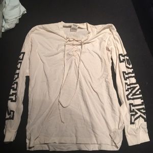 PINK long sleeve tie up shirt